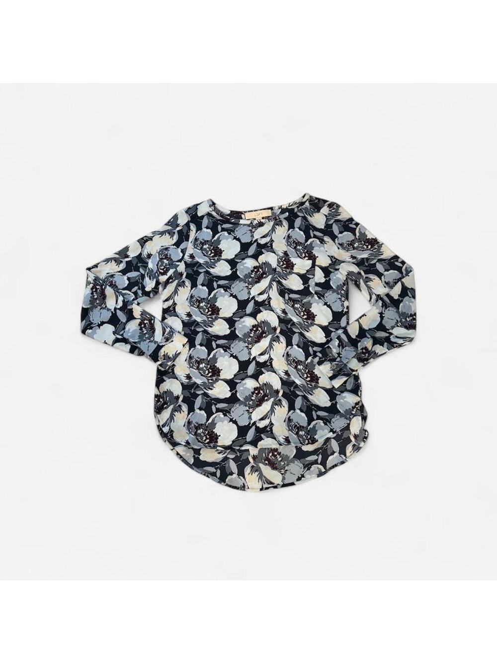 LOFT floral long sleeve top Size XS navy purple light blue